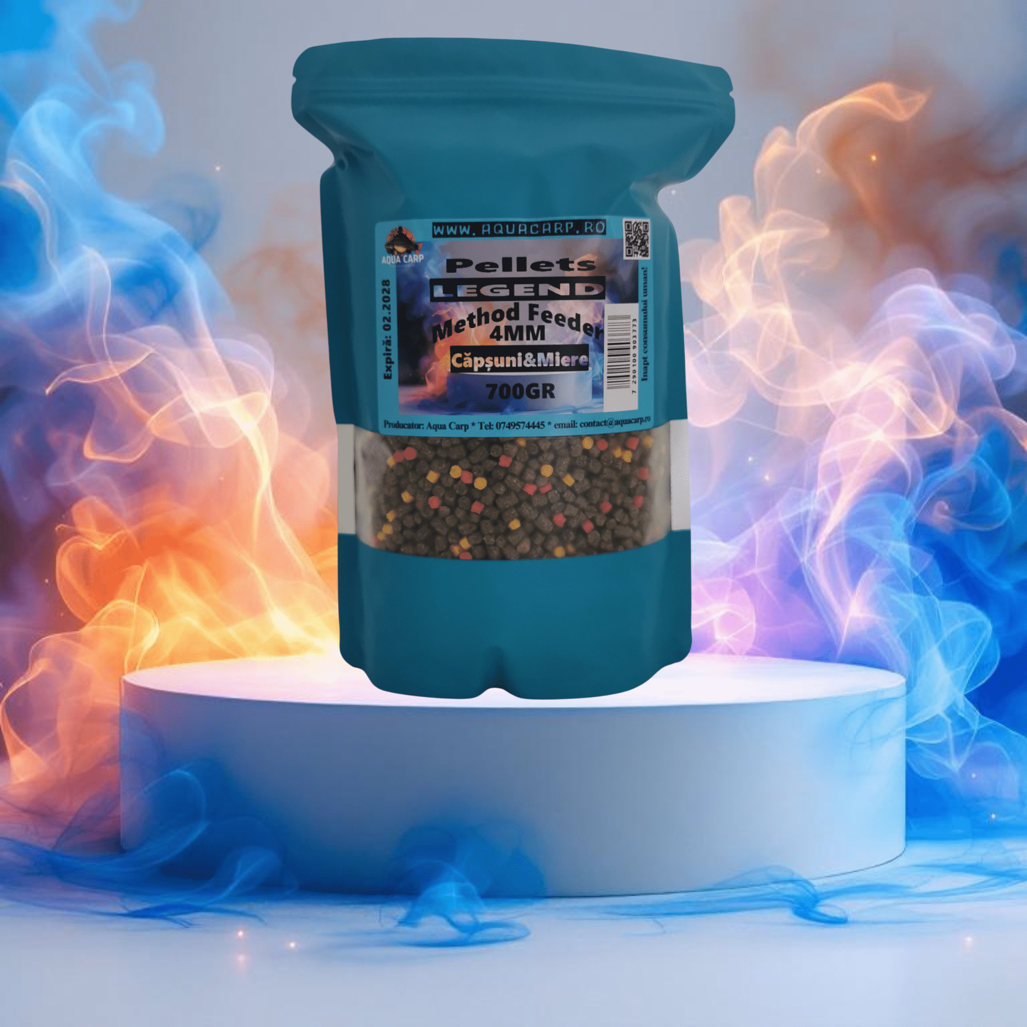 Pelete 4mm AquaCarp LEGEND Method Feeder Căpșuni&Miere 700GR